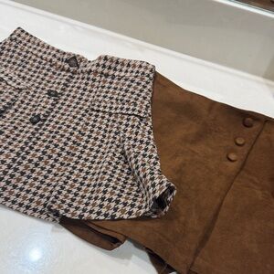 Zara 2Pcs Brown and Houndstooth Skorts for girls